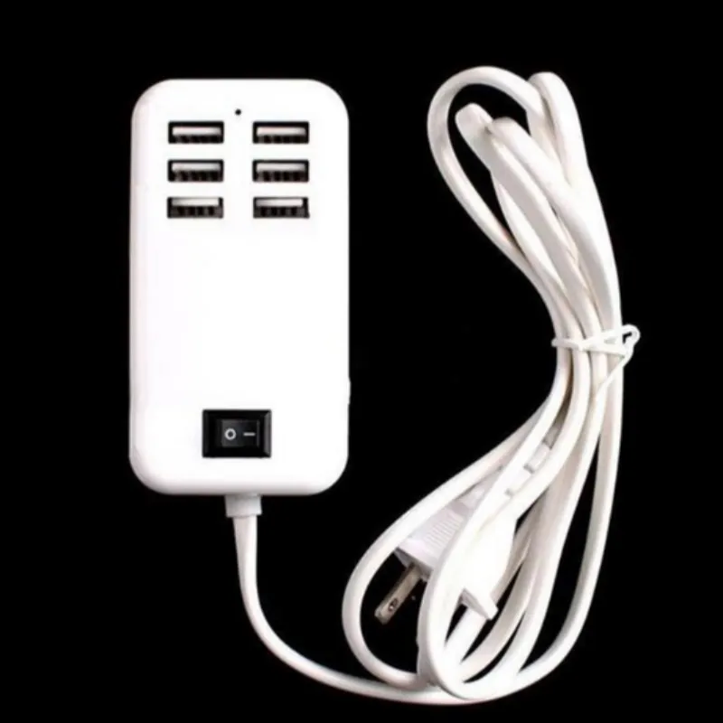 Répartiteur à 6 Ports avec commutateur, adaptateur d'alimentation externe AC, HUB USB, prise de charge murale de bureau, prise 20W 5V EU US