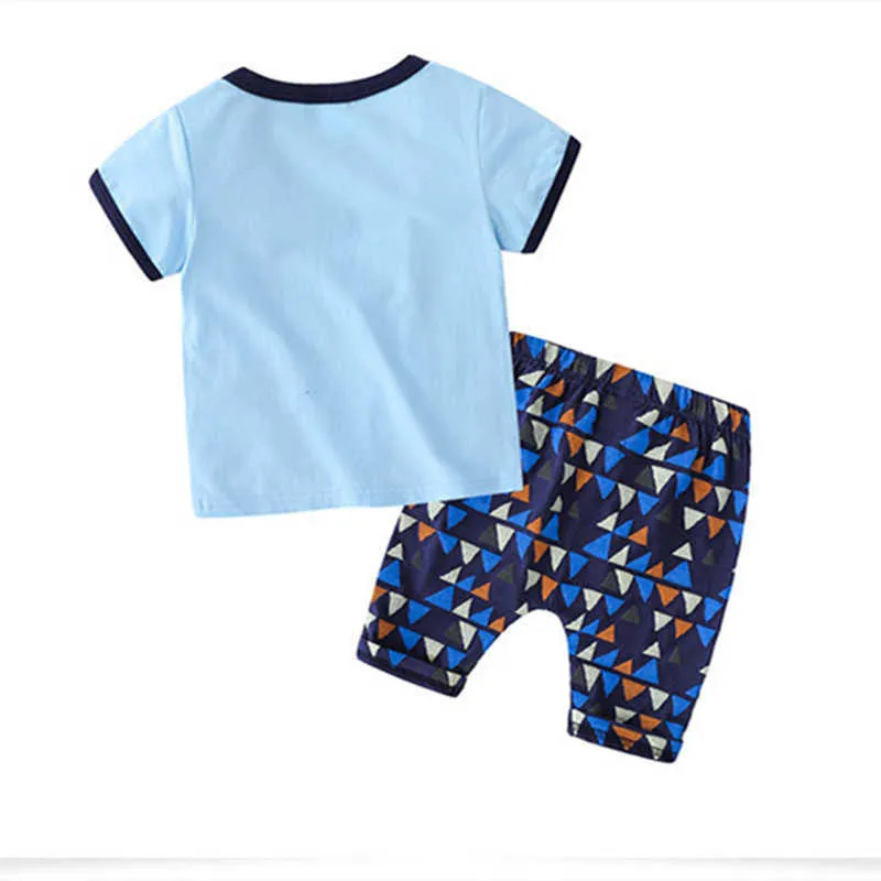 Sommer 2 3 4 6 8 10 Jahre Kind Tier Brief T-Shirt + Shorts Home Wear Anzüge Casual Baumwolle Pyjamas Sets für Kinder Baby Junge 210625