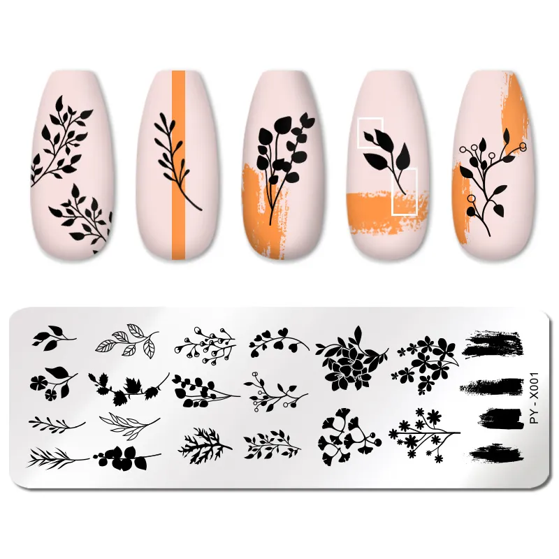 Nail Stamping Plate Leaves DIY Image Plate Stencil For Nails Polish Printing Design Stamping Templates Tools