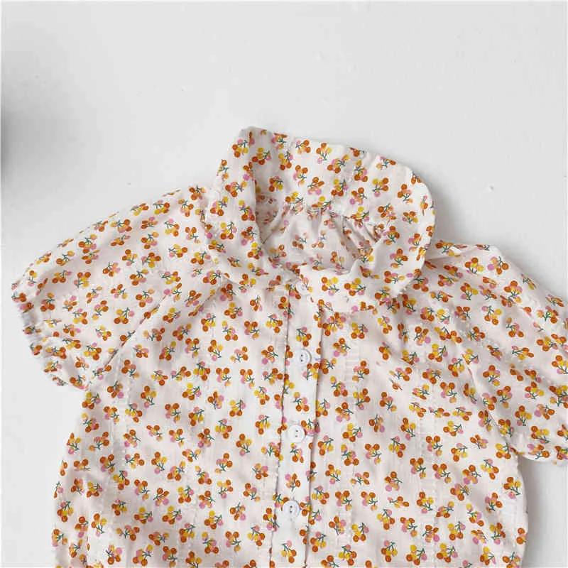 Летний комбинезон с коротким рукавом младенческая девушка сладкий цветочный принт рожден родившийся треугольник детская одежда 210515