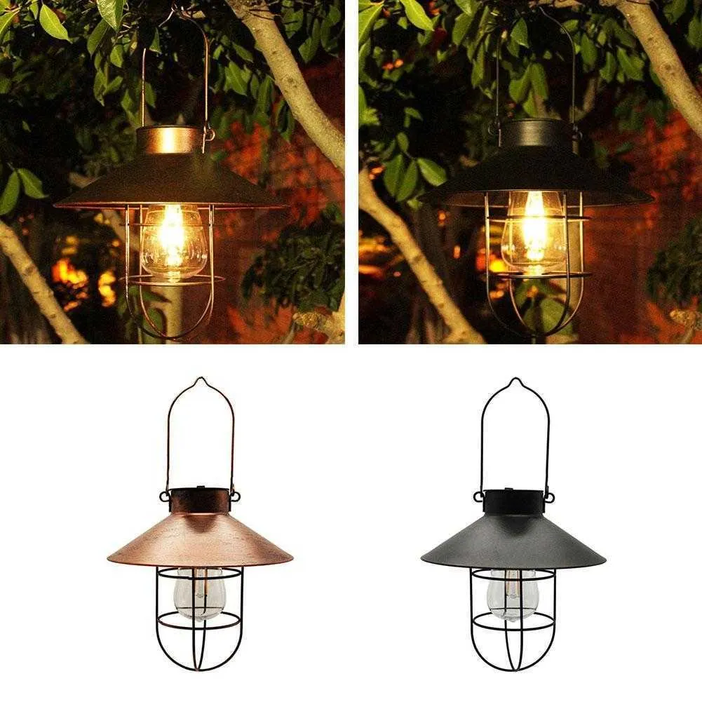 Retro Soltar Lantern Garden Yard Patio Dekor Utomhusvägg Hängande Ljus Vintage Lampa med Varm Vit Bulb H0917