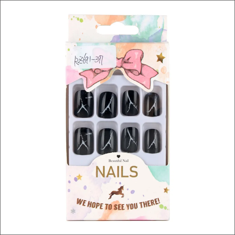 120 stks 3 kleuren Afneembare Valse Nail Art Sticker Kunstmatige Volledige Cover Korte Decoratie op nagels voor Fake Extension Tips