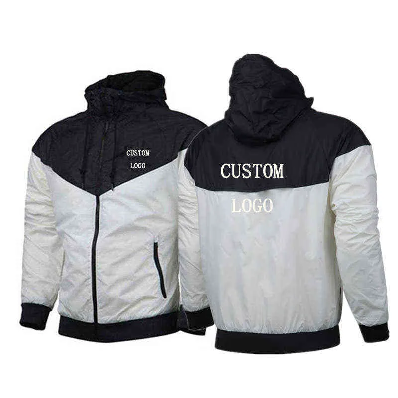 2021 Özel Erkekler Ceket Yağmur Geçirmez Hoodies Splice Moda Fermuar Adamın Rüzgarlık Rahat Mont İlkbahar Sonbahar İnce Y1106 Tops