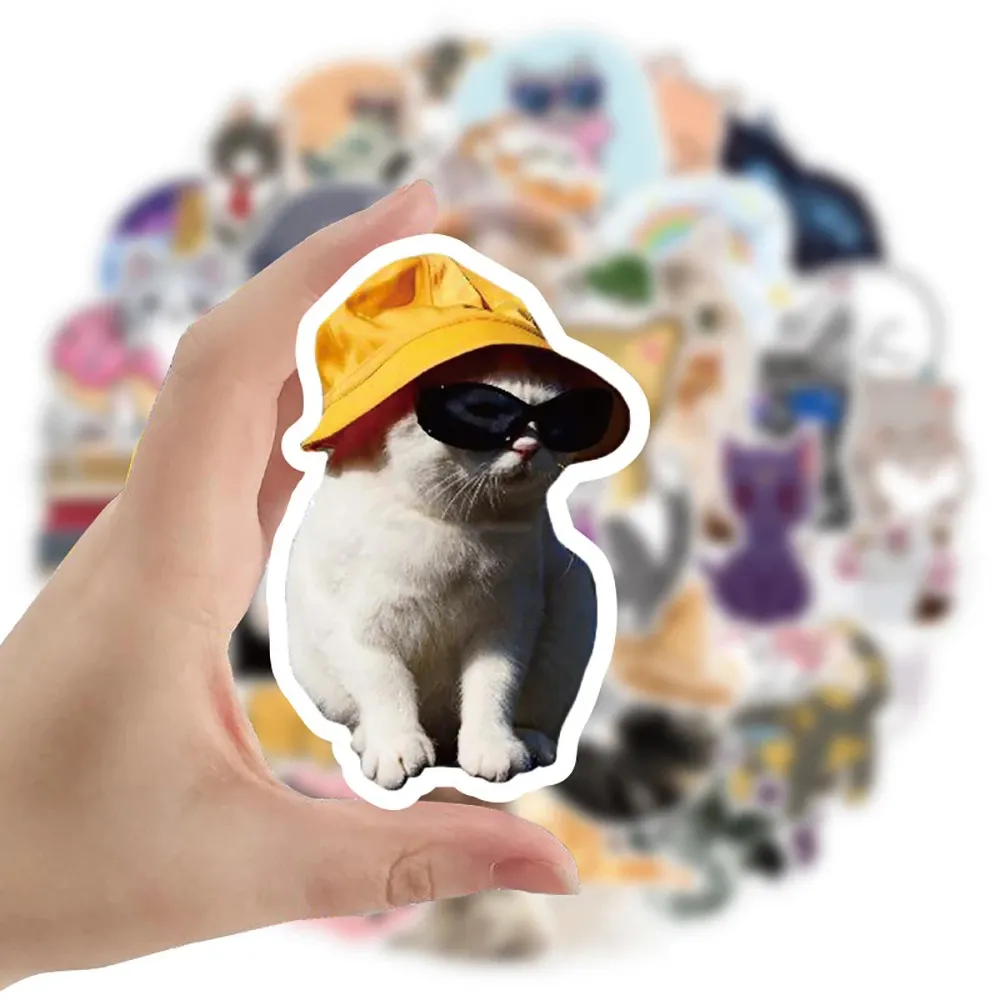 Kawaii Cat Kitty Cute Cat Cartoon Stickers Waterproof Graffiti Decals ...