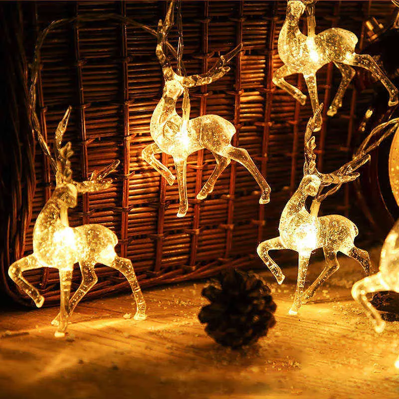 1.5m LED Sika cerf guirlande lumineuse noël Elk en forme d'ornements arbre de noël joyeux noël décor pour la maison bonne année 211109