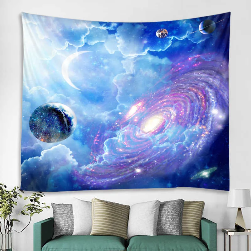 Cosmic Starry sky Decor Psychedelic Tapestry Wall Hanging Indian Mandala Tapestry Hippie Tapestry Boho Wall Cloth 210609