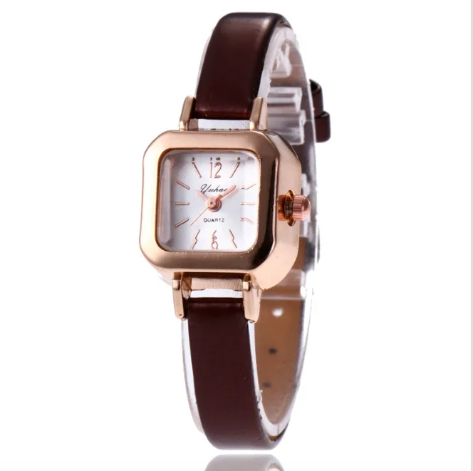 Orologi da donna studenti con quadrante piccolo intero Orologio al quarzo Cinturino in pelle multicolore Temperamento Orologi da polso ragazze262n