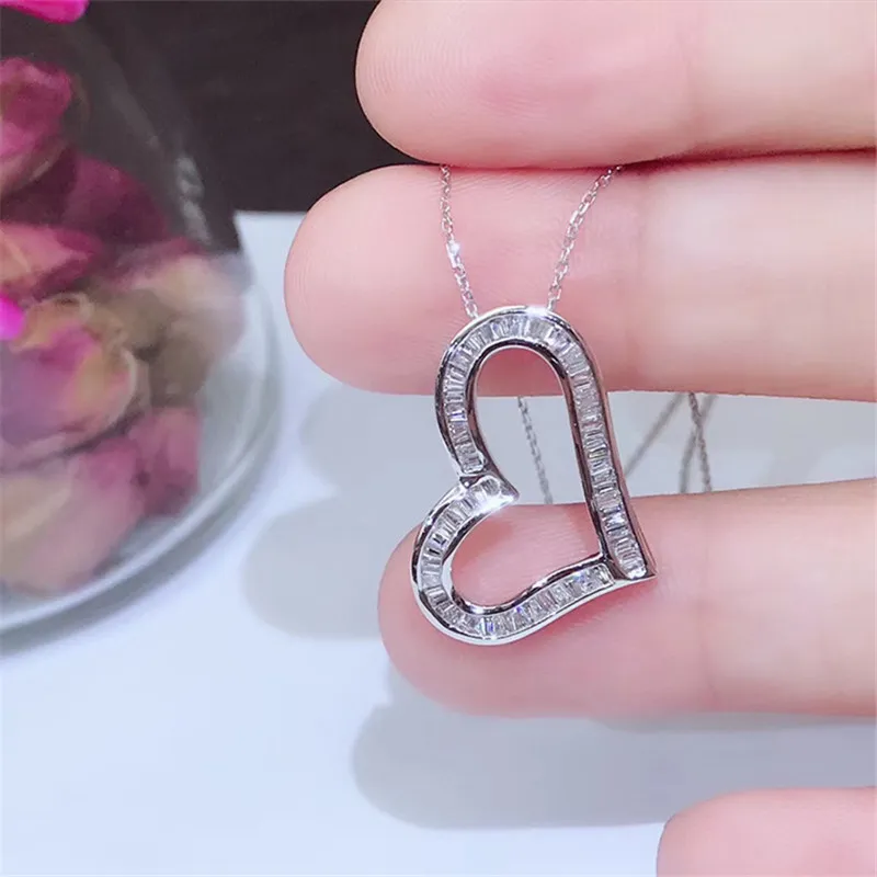 Heart Love moissanite Diamond Pendant Real 925 Sterling Silver Charm Party Wedding Pendants Necklace For Women Fine Jewelry Gift288f