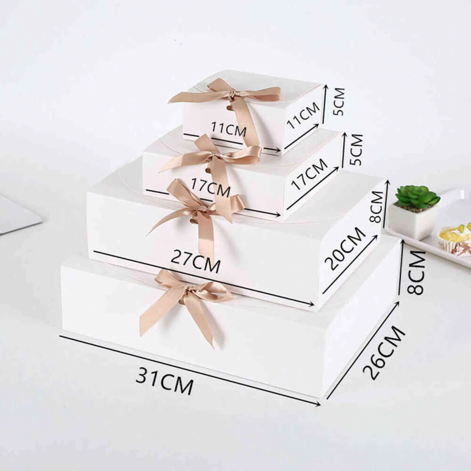 carré papier kraft boîte carton emballage saint valentin mariage fête de pâques boîte-cadeau avec des rubans de stockage de bonbons 211108