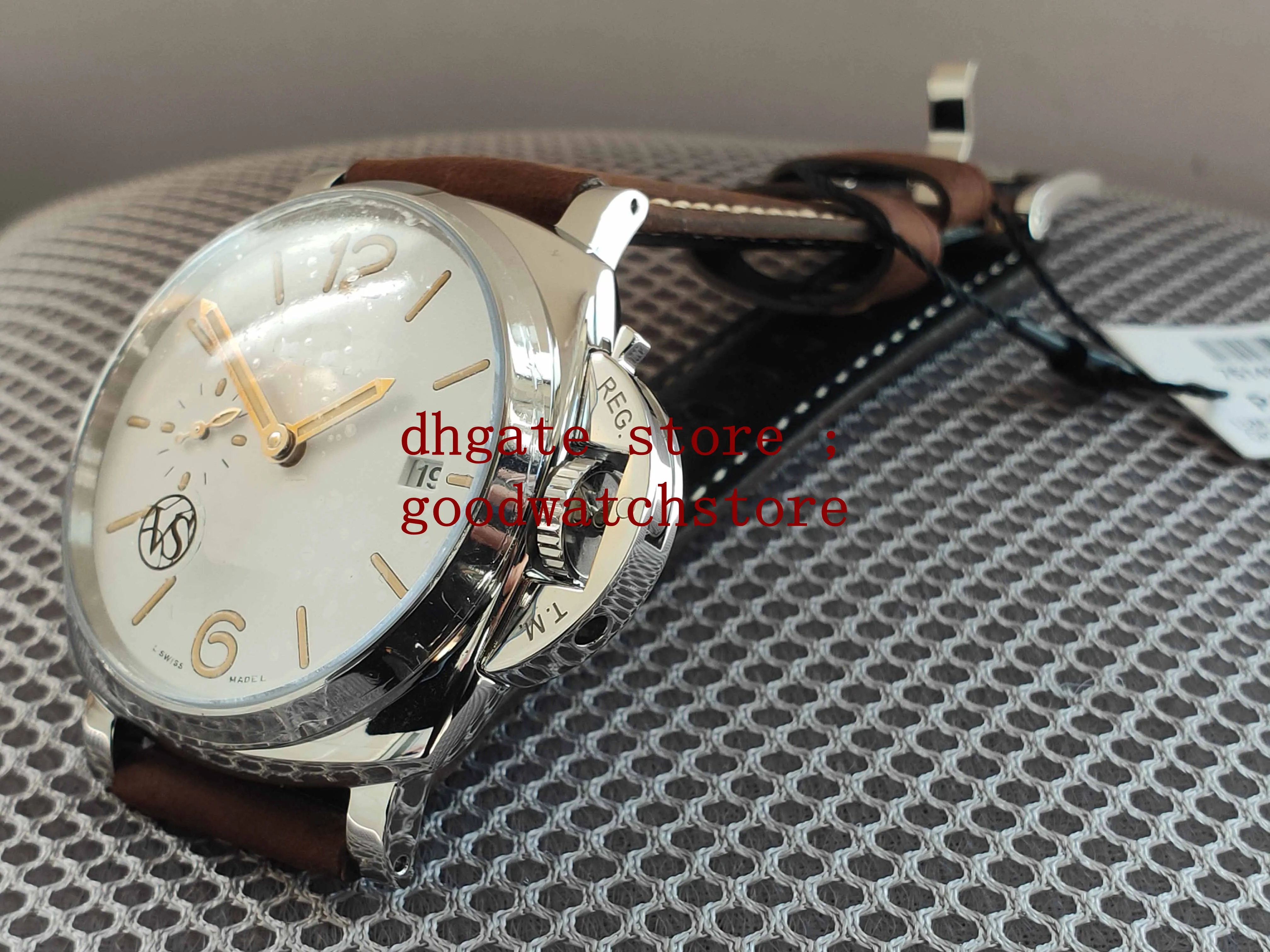 贅沢なメンズ42mm腕時計vs eta cal p900 mens自動ホワイトダイヤルエンボス加工されたカルフ