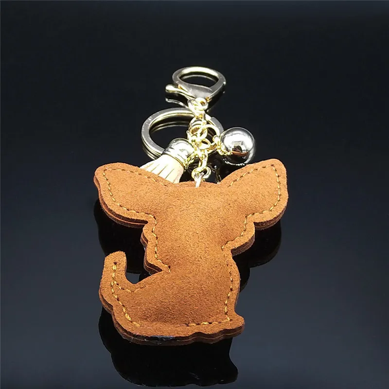 Fashion Chihuahua Dog Crystal Bag Accessories for Women Yellow Gold Color Keyring Jewelry llaveros para mujer K2502S01