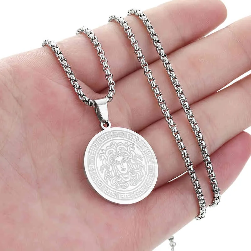 Dainty Mythology Medusa Gorgon Necklace Women Men Ancient Greek Symbol Jewelry Stainless Steel Pagan Necklace Gift4W43