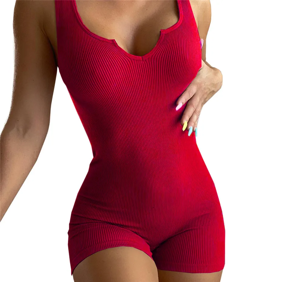 Kvinnor 2022 Sommar Rompers Sexiga Skinny Overaller Mode Solid Ärmlös Playsuit Pullover Bekväm Clubwear Selling Clothing K8737