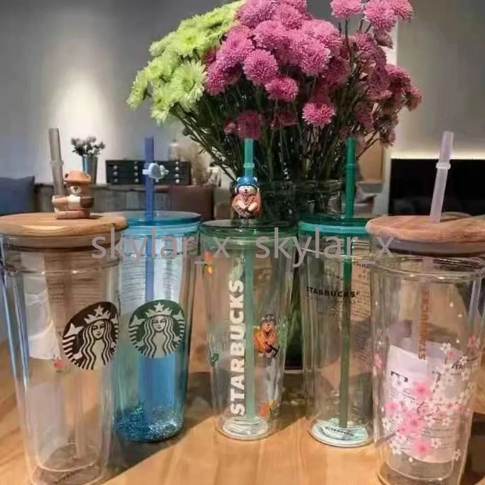 2021 Tazze Starbucks in edizione limitata Tazza di accompagnamento in vetro di grande capacità con cannuccia280F