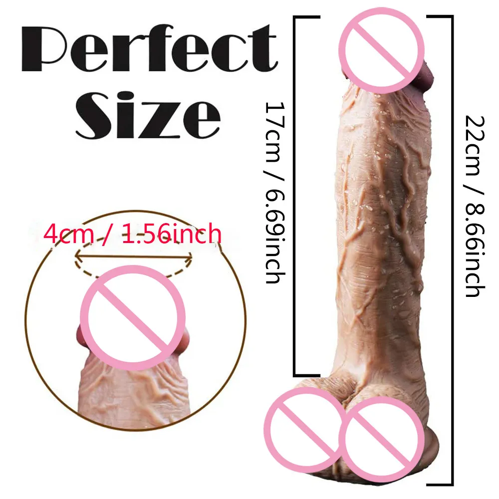 Yutong 22 cm Realistyczna silikonowa dildo duża zabawka dla kobiet z gęstymi żołądkami Real Dong potężny kubek ssący S Cock5883815