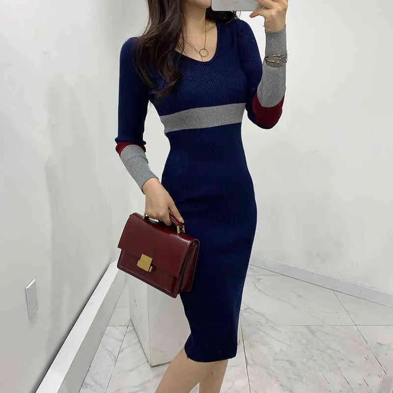 Autumn and winter sweater dress women 2020 new slim bag hip knit bottoming knitting Cotton Office Lady Sheath G1214