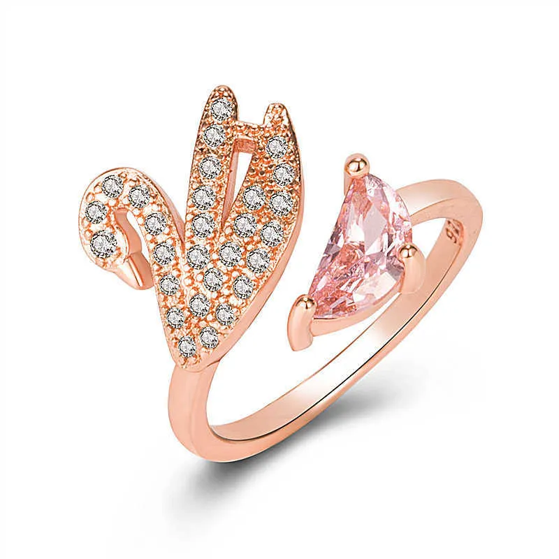 Bagues pour femmes bijoux en cristal diamant zircon anneau de cygne, simple à la mode, plaqué rose bague Cluster pour les styles de bande féminine