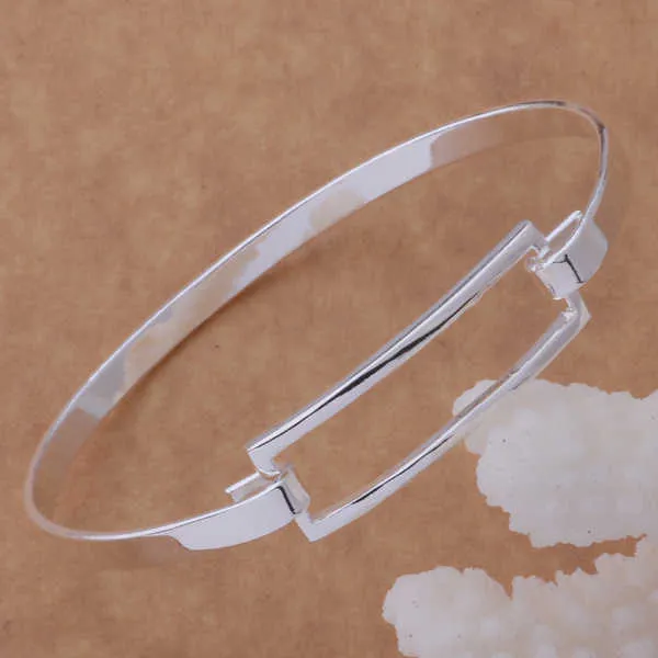 Ab038 Hot Sterling Bangle Bracelet, Fashion Jewelry Long Buckle Bracelet /afxaixea Ainaizua Silver Color Q0719