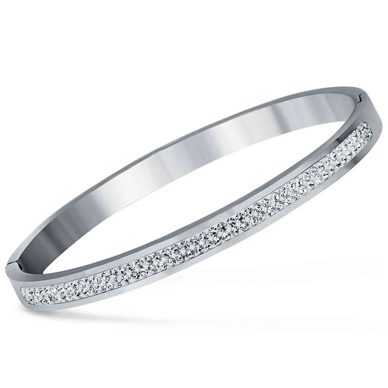 Bracelets en acier inoxydable pavé de strass en cristal à deux rangées Bracelets pour femmes bijoux de mode accessoires de bracelet livraison directe