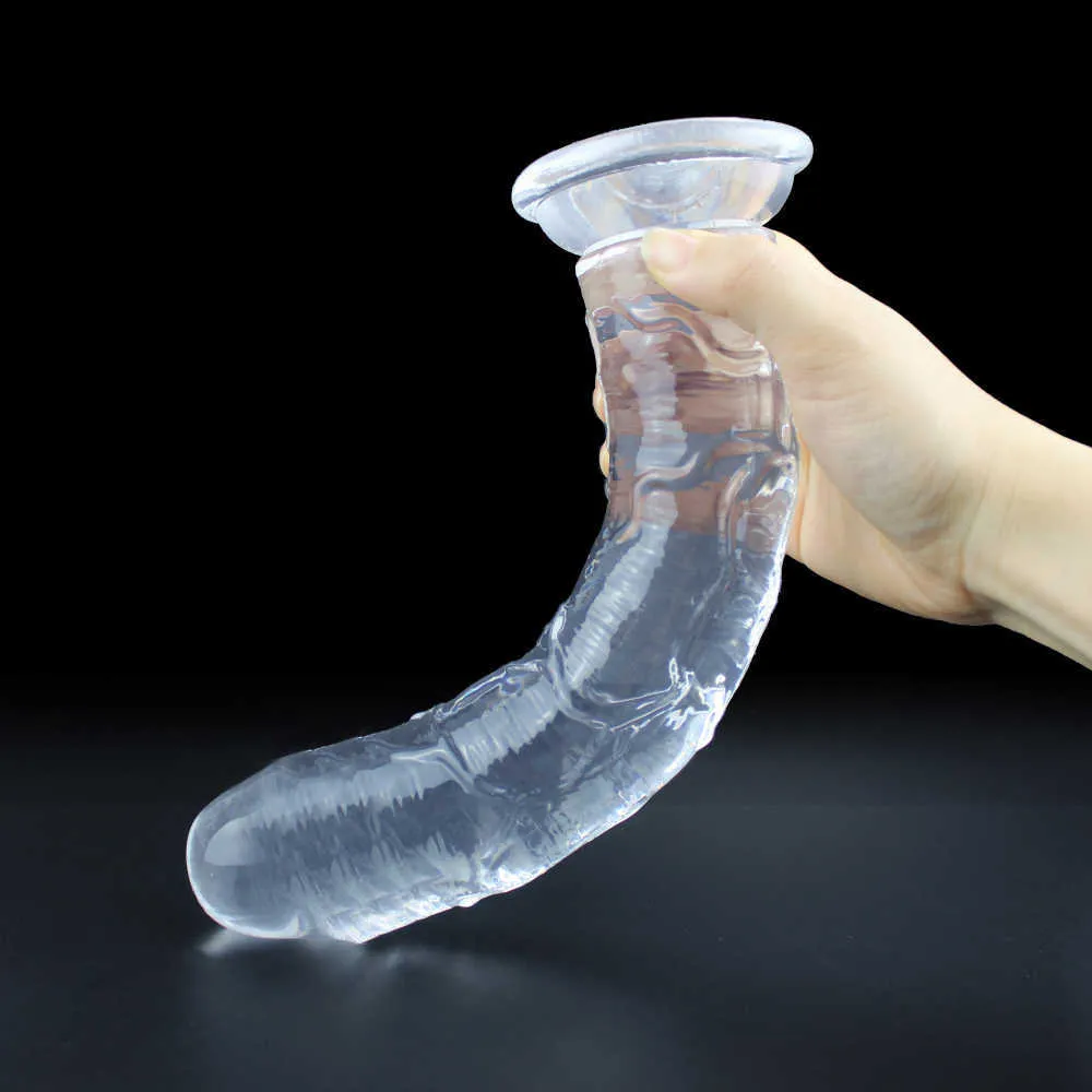 Stark suction cup gelé stor realistisk dildo suger enorm penis dick rumpa plugg analsexleksaker för kvinnliga vuxna man falos shop 210623655749
