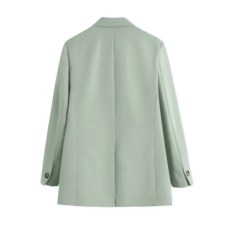 Blazer da lavoro con intaglio verde alla moda da donna Tasche da donna capispalla eleganti da ufficio signora 210430