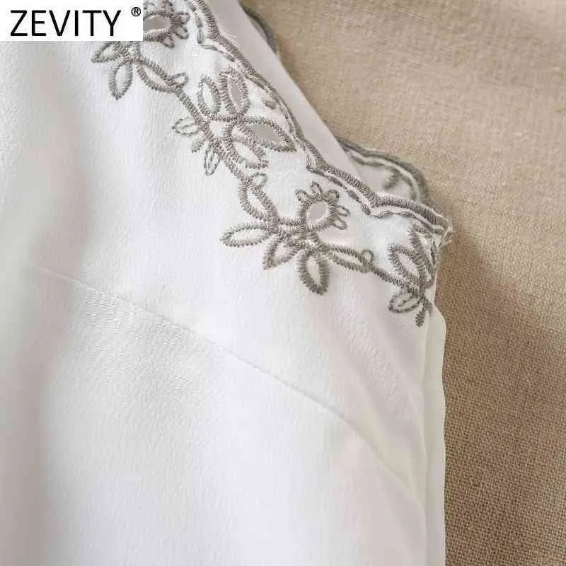 Femmes mode bord broderie blanc licou robe femme Chic sans manches à lacets plage Style une ligne été Vestido DS8201 210420