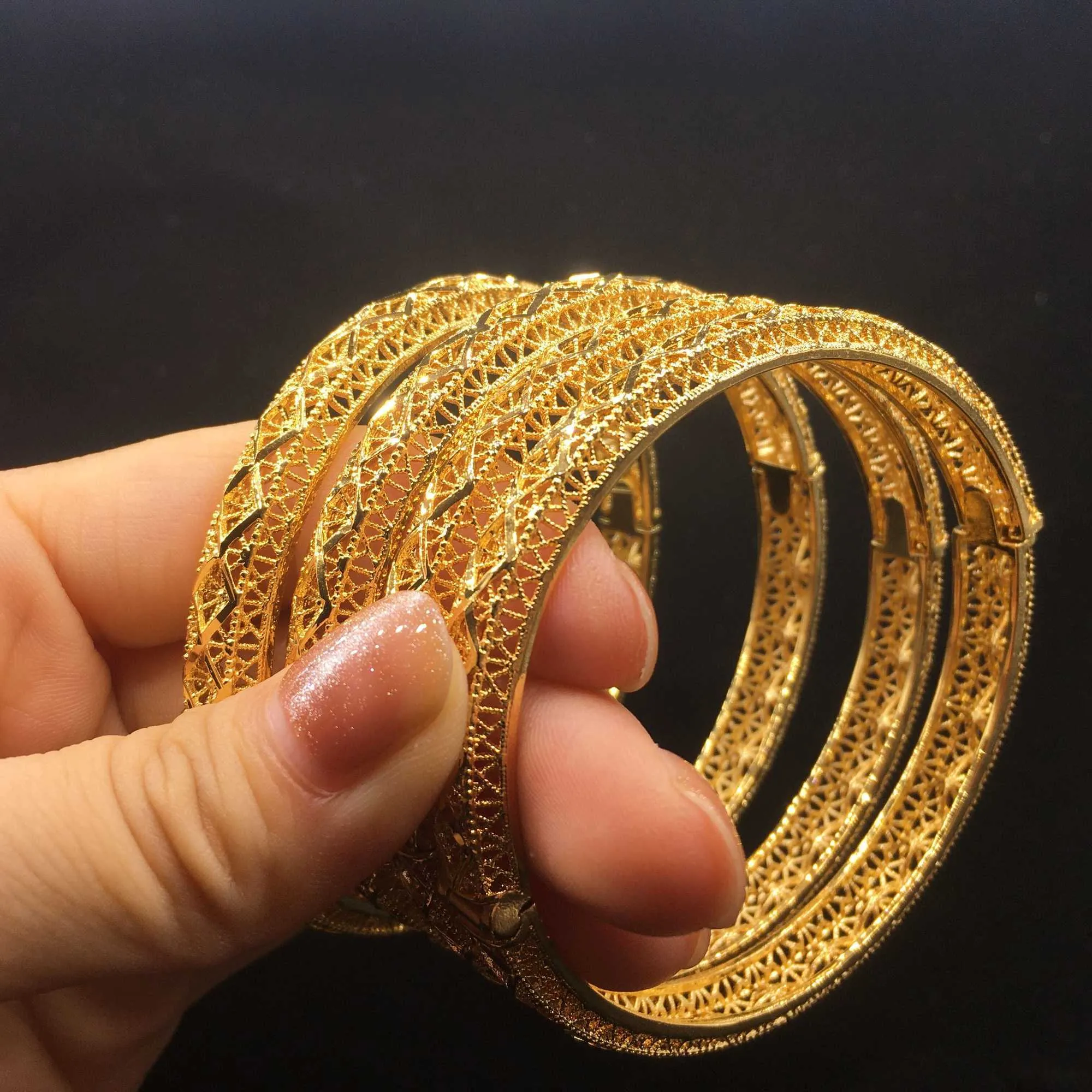 Ethlyn Ethnic Gold Color Indian Dubai Requintamento Bracelets Bangles Bangles Jewellery for Women Girls lot My50 Q071747022679932004