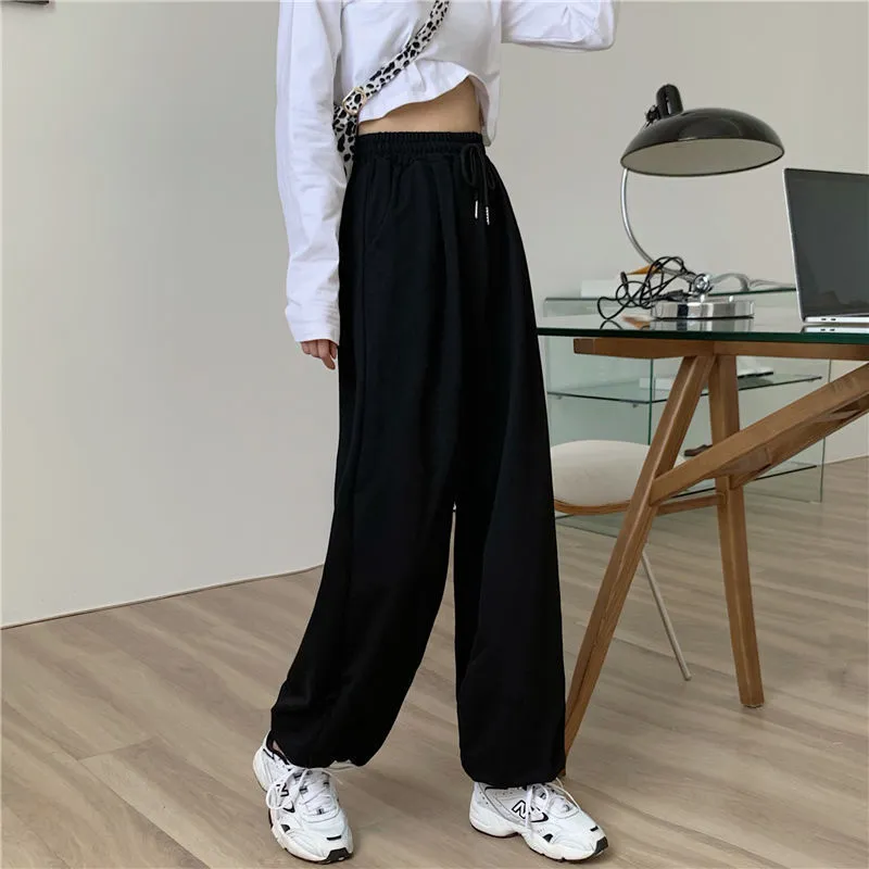 HOUZHOU gris pantalons de survêtement pour femmes 2022 automne Baggy mode surdimensionné pantalon de sport pantalon noir femme Joggers Streetwear 220226