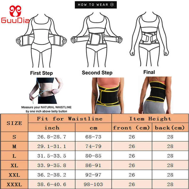 GUUDIA Damen-Taillentrainer, Sauna-Schweißgürtel, Bauchkontrollgürtel, Body-Shaper-Gürtel, Gewichtsverlust, Korsett, Taillentrimmer, Shapewear 211229