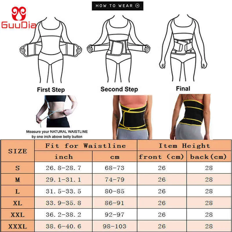 GUUDIA Women Waist Trainer Sauna Sweat Belts Tummy Control Girdle Body Shaper Belt Weight Loss Corset Waist Trimmer Shapewear 21128303282