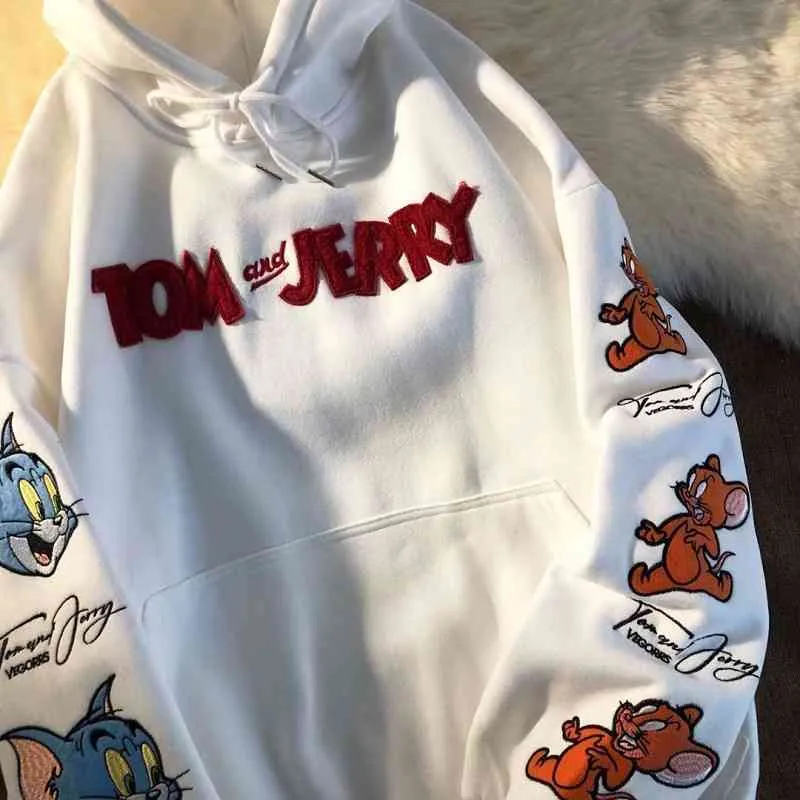 Y2K 대형 하라주쿠 편지 만화 수 놓은 Kawaii Hoodies 스웨터 십대 소녀 여성 하라주쿠 streetwear 옷