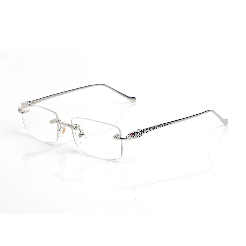 Designer-Panther-Sonnenbrille für Herren, rahmenlos, rechteckige Form, fortschrittliche Damenbrille, Metall-Leopard-Punktlackierverfahren, Brillengestelle 262W