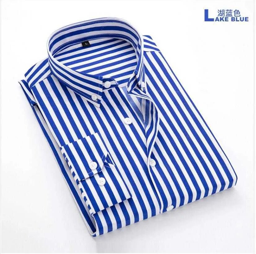 Camicie a maniche lunghe da uomo nuovi di moda Camicie a maniche lunghe da uomo a righe classiche Comfort Camicia abbottonata casual morbida Camicia da uomo casual Top 5X P0812