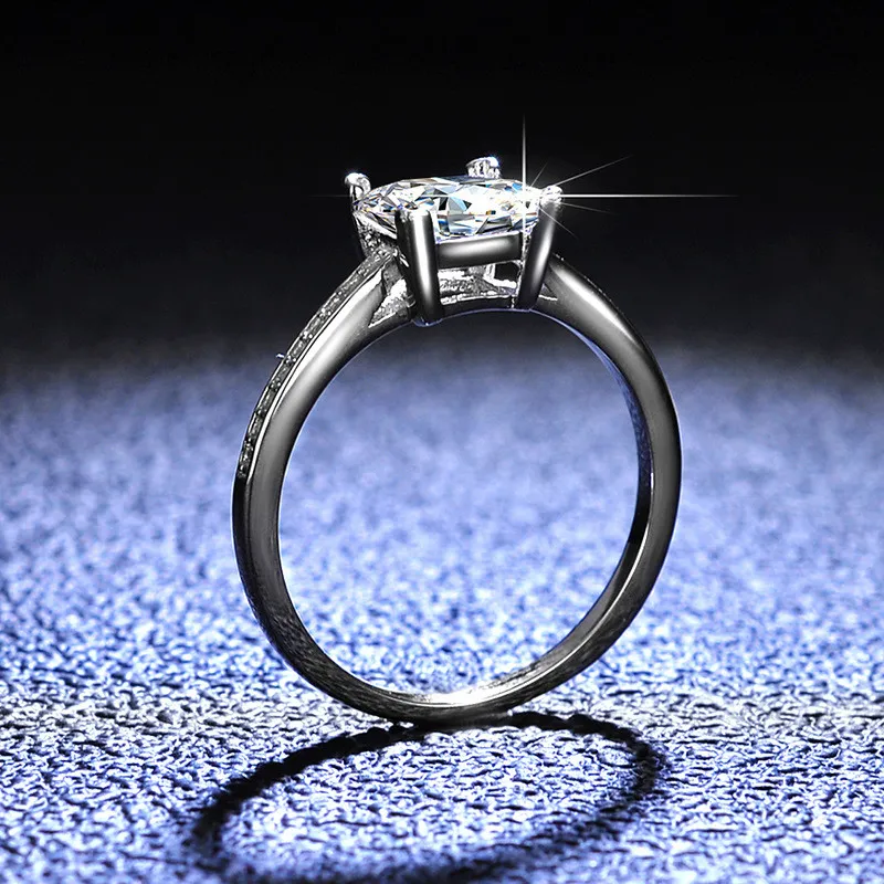 Princess Cut Diamond Color Square Moissanite Ring Silver 925 Utmärkt Vit Gemstone Party