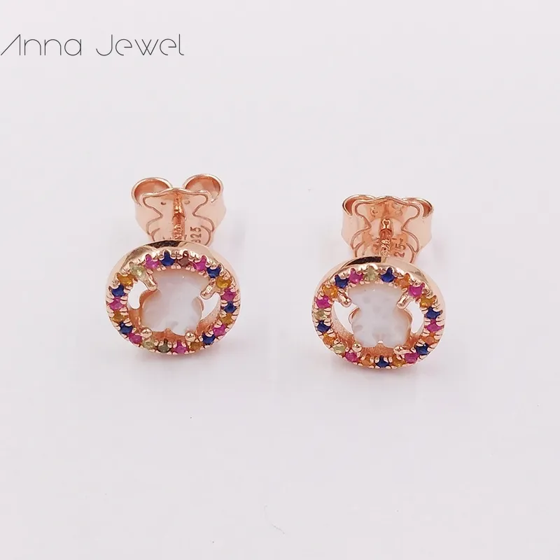 Joyas de oso 925 niñas de plata esterlina Para nosotros Pendientes de perlas de oro rosa para mujeres Encantos set boda fiesta regalo de cumpleaños Anillo de oreja Accesorios de lujo 712163520