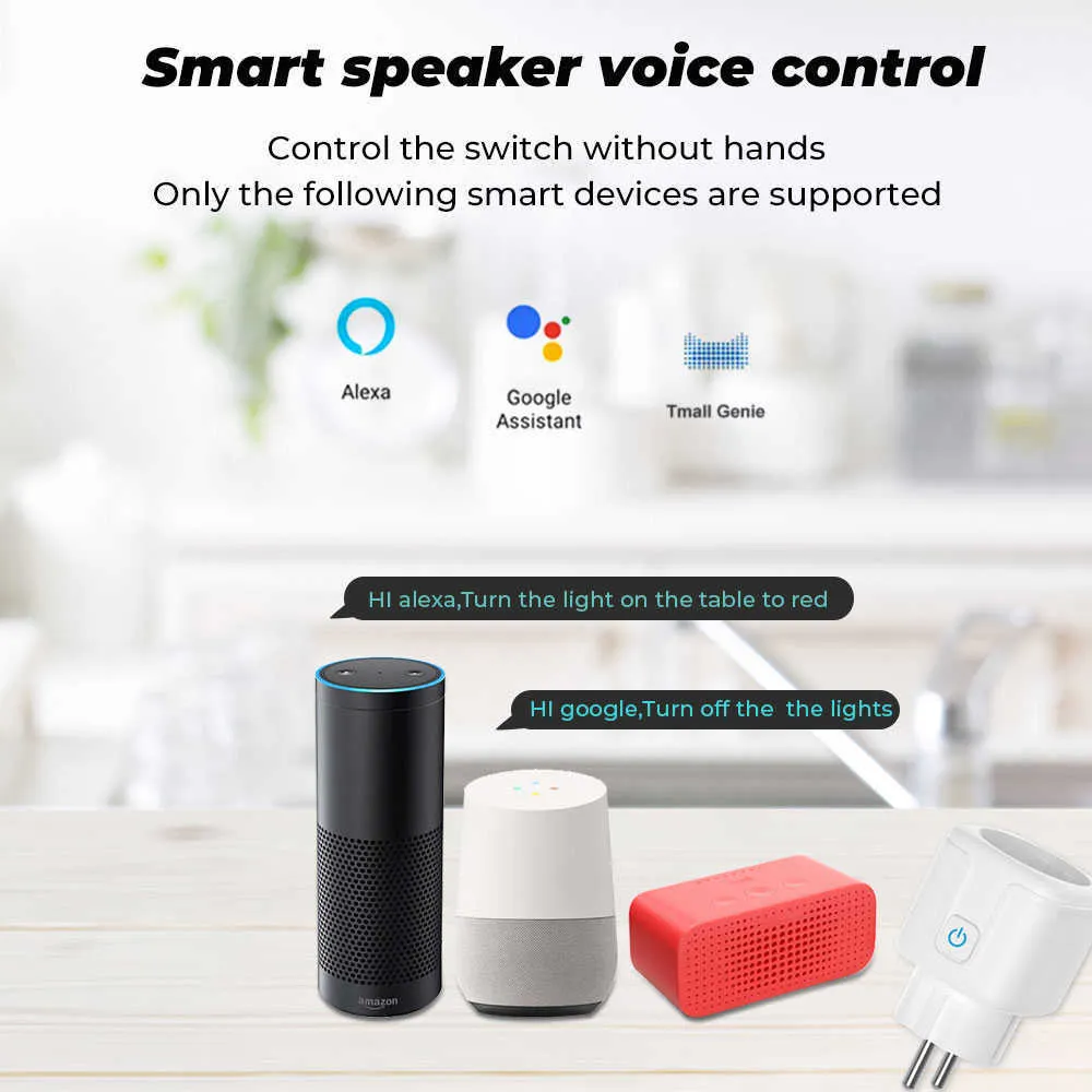 SMATRUL Tuya WiFi Smart Plug 16A 220V Adapter Wireless Remote Voice Control Power Monitor Timer Socket Home Kit for Alexa 2107241423913
