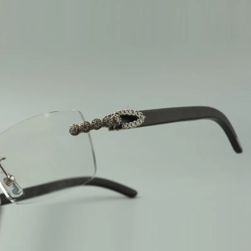 Óculos de designer bouquet diamante armações 3524012 com hastes de madeira preta e lente de 56 mm para unissex172L