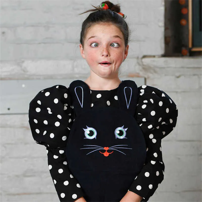 Dzieci Dziewczyna Śmieszne Cat Kombinezony i Mecz Bluzka Super Cute Toddler Wiosna Ubrania Stylowa Odzież Kid 210619