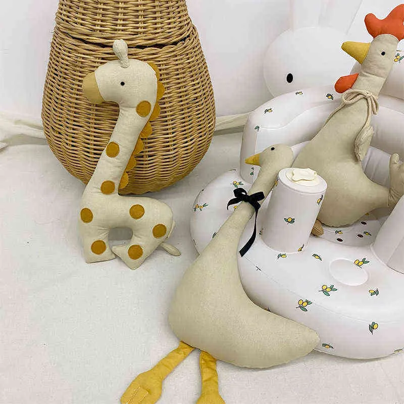 Ins Baby Tier Plüschtiere Gefüllte Puppe Cartoon Huhn Giraffe Gänse Spielzeug Für Kinder Kinder Geburtstag Weihnachten Geschenk Room Decor 220125