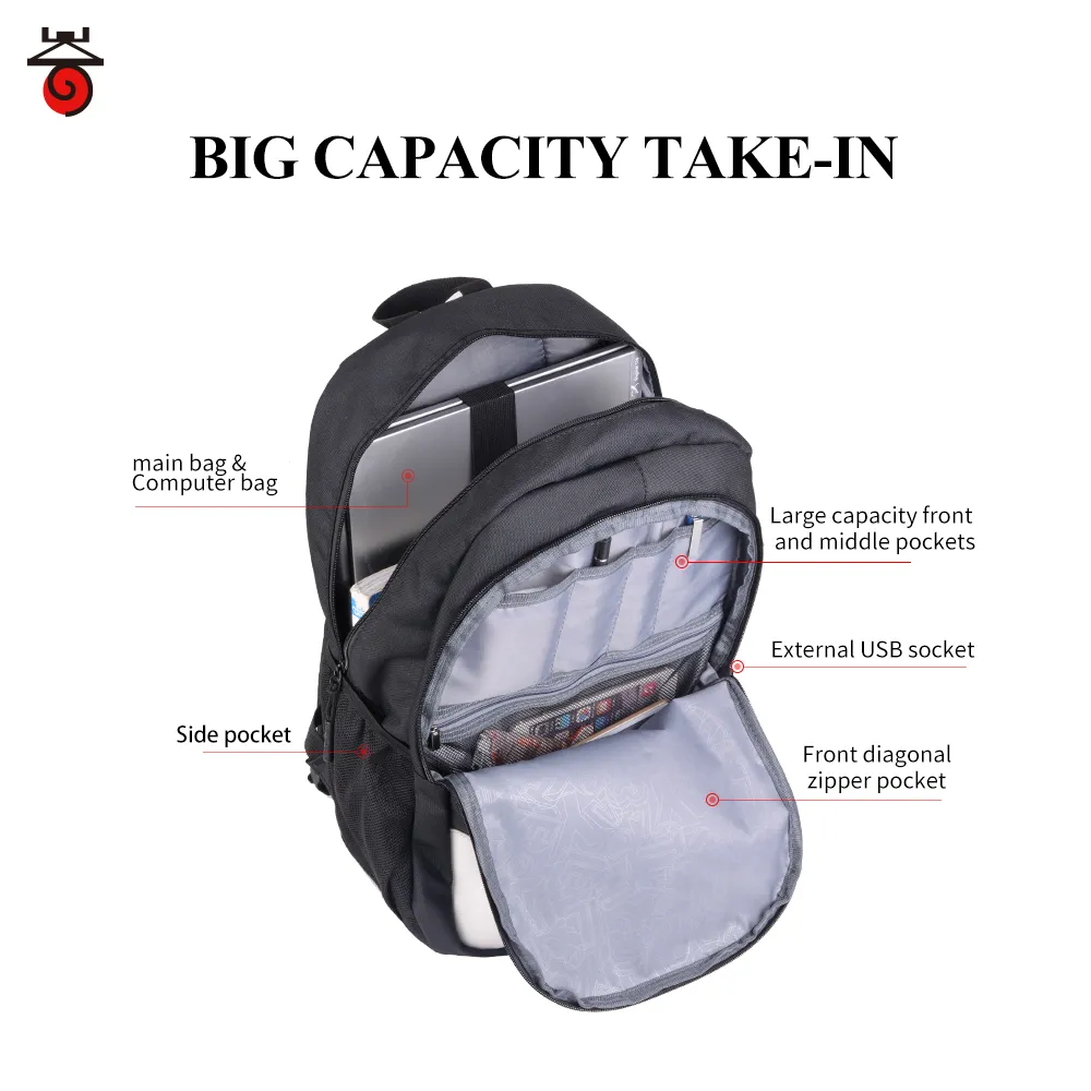 Sacs d'ordinateur portable pour hommes de sac à dos imperméables Black Sac à dos noir voyage adolescent Bookbag Oxford USB Charger masculin Mochilahi268v