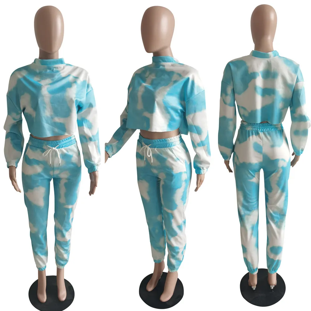 Trendiga Chic Cartoon Printed Casual Outfits För Kvinnor Två Piece Sets Långärmad Sweatshirt Top High Waist Byxor Loungewear 210525