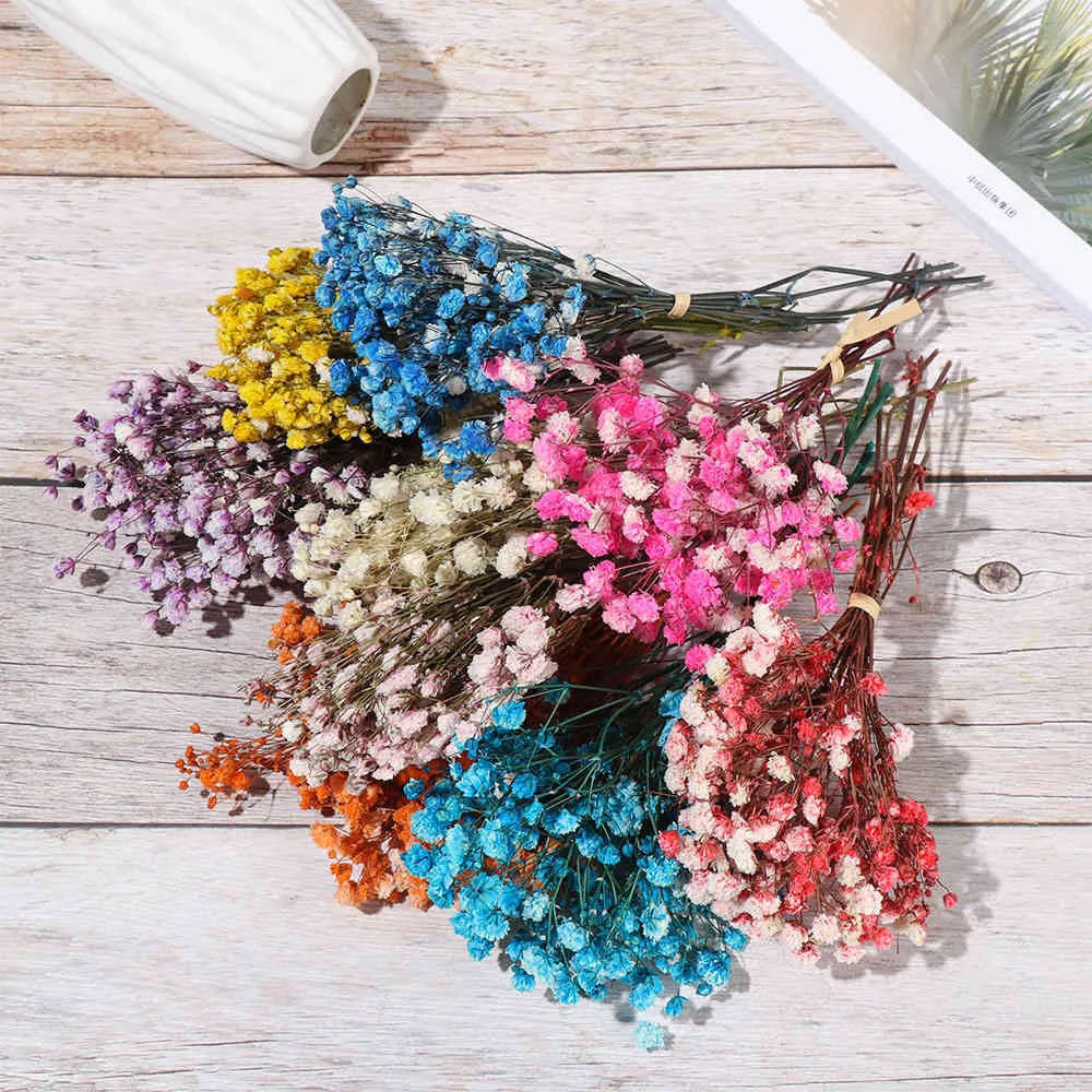 Mini mazzo di fiori secchi Babysbreath decorativo Le piante naturali conservano floreale la decorazione della casa di nozze