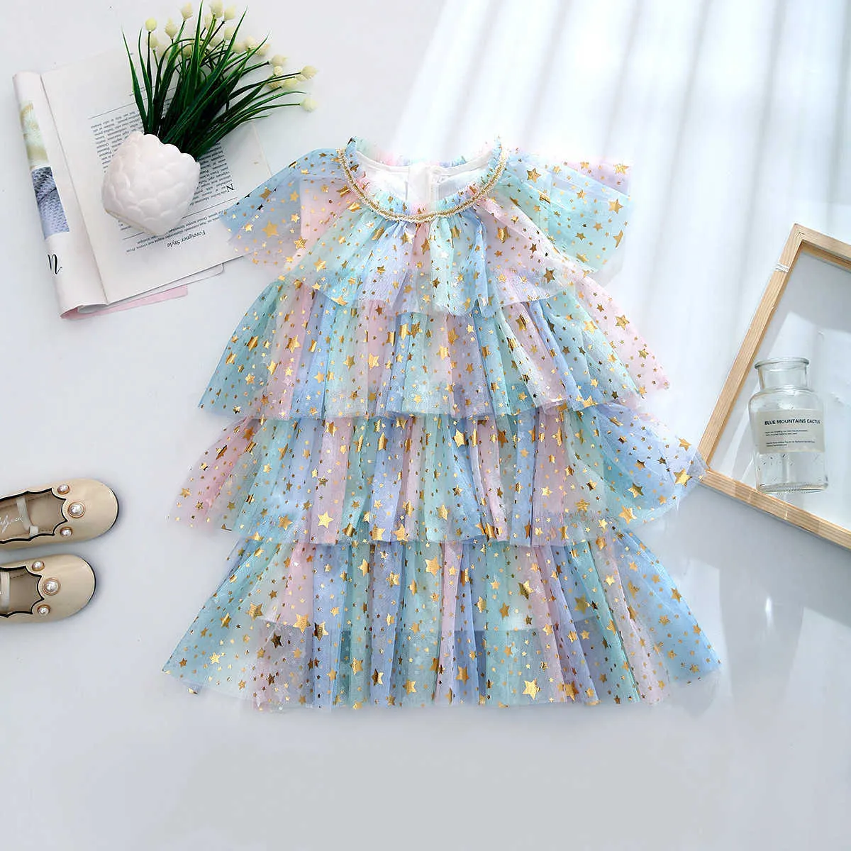 Kızlar Yaz Parlak Sequins Elbise Çocuklar Için Doğum Günü Partisi Prenses Vestido Toddler Sparkle Rainbows Giyim Kıyafet 2YRS 210529