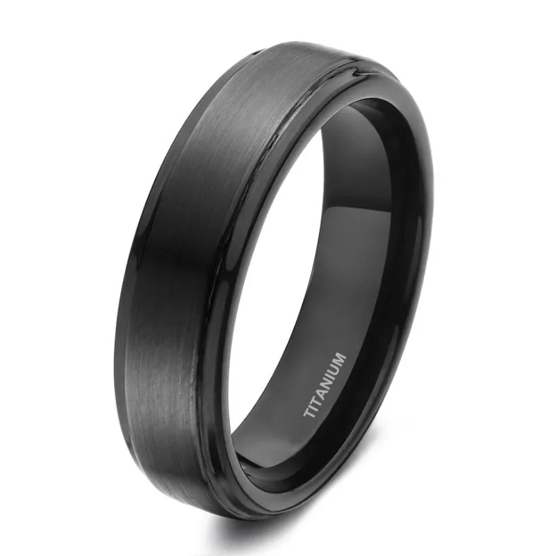 Anneaux de mariage 2 pièces 6mm 8mm ensembles 100% pur titane noir Couple bandes fiançailles amoureux bijoux Alliance Bague Homme251B