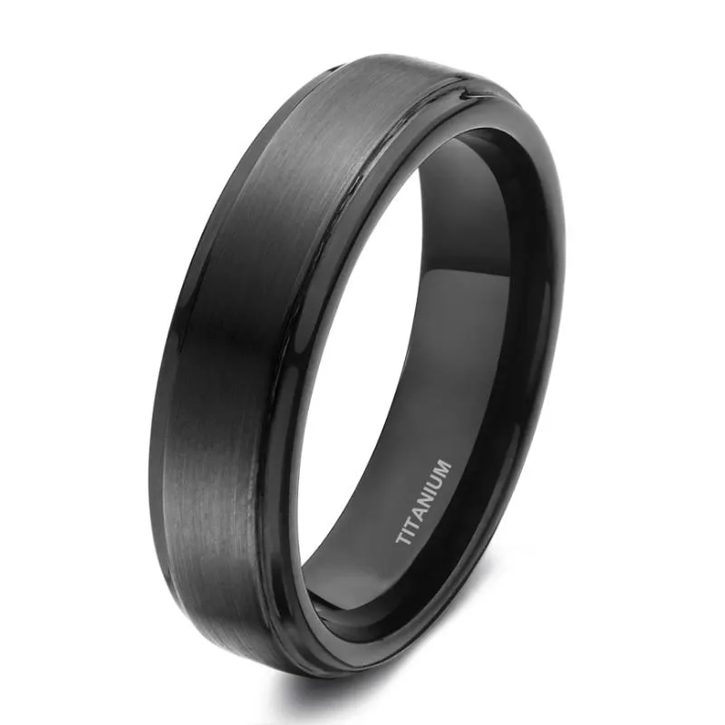 Wedding Rings 6mm & 8mm Sets 100% Pure Titanium Black Couple Bands Engagement Lovers Jewelry Alliance Bague Homme213K