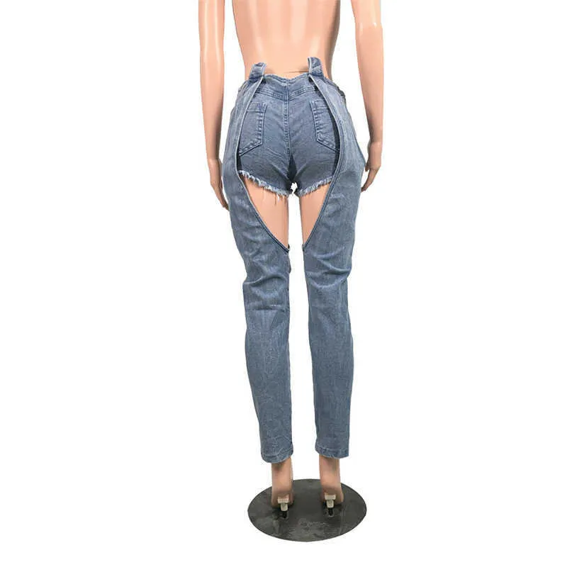 Sexy détruit trou denim jeans pour femmes taille haute épissé déchiré plus taille streetwear mujer maigre pleine longueur 210629