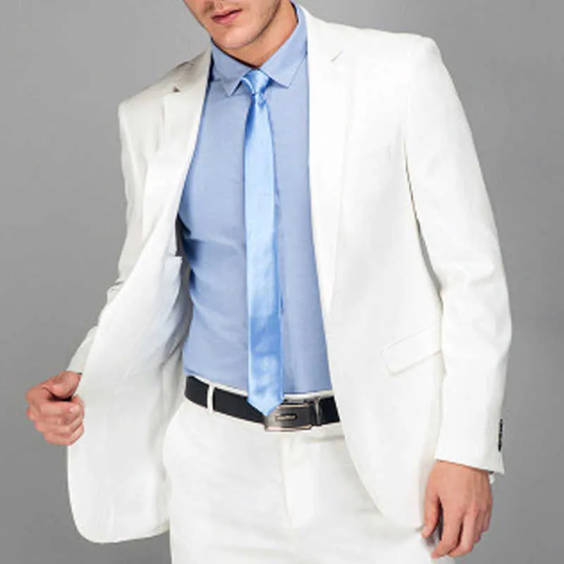White Slim Fit Wedding Men Suits Groom Tuxedos for Bridegroom Male Fashion Prom Wear Jacket with Pants 2021 X0909