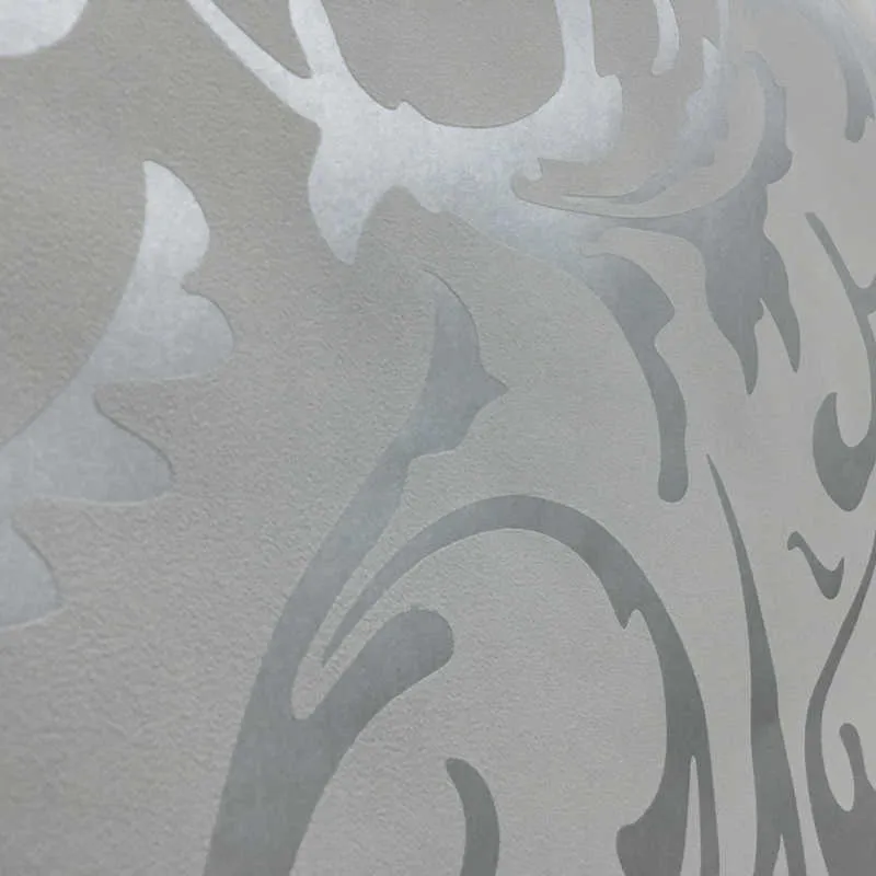 Grey 3d Victorian Damass Wallpaper en relief Rouleau à la maison DÉCOR SALLE COUVRAUX COURTURES MURS Silver Floral Luxury Papier mural 210722