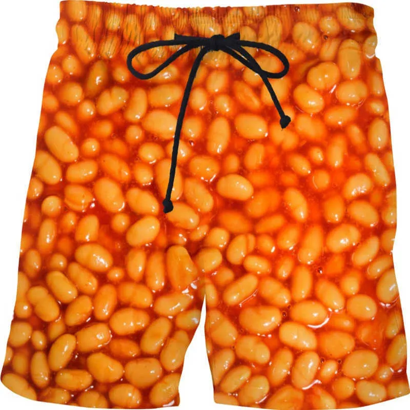 Mode saucisse fête alimentaire tous les shorts pour hommes imprimés style de rue neutre taille élastique Shorts plage d'été 210714