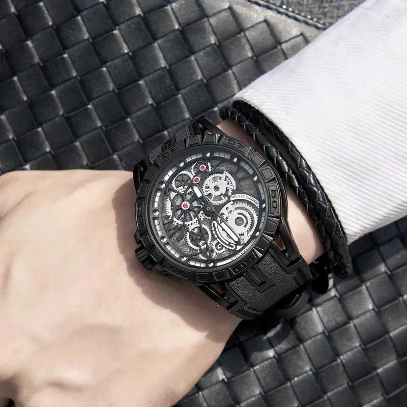 Zegarek zegarek Onola Men's Watch Fashion Classic Design Imitacja mechaniczna wodoodporna japoński ruch kwarcowy